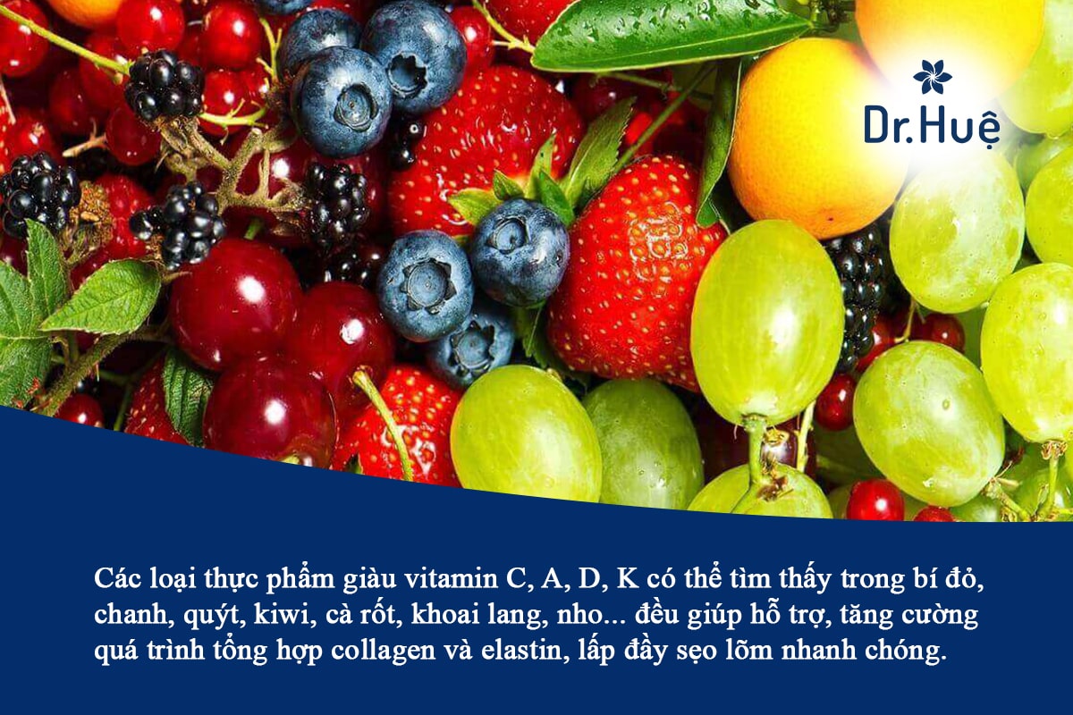 Ăn thực phẩm giàu vitamin để nhanh đầy sẹo lõm 