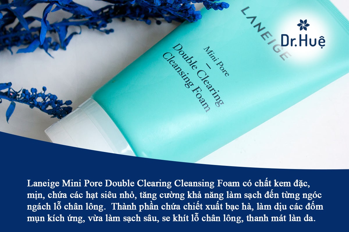 Sữa rửa mặt làm nhỏ lỗ chân lông Laneige Mini Pore Double Clearing Cleansing Foam