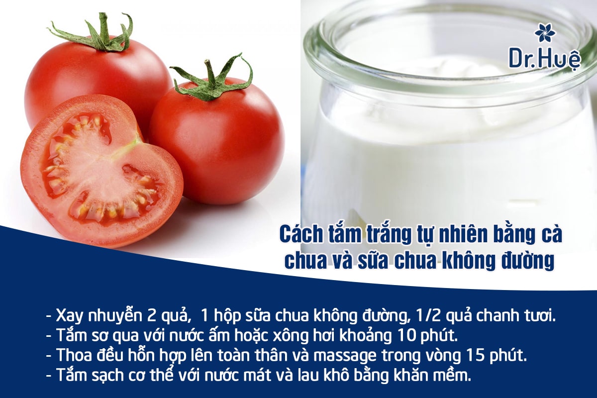 Cách tắm trắng da hiệu quả an toàn đơn giản với cà chua + sữa chua tự nhiên