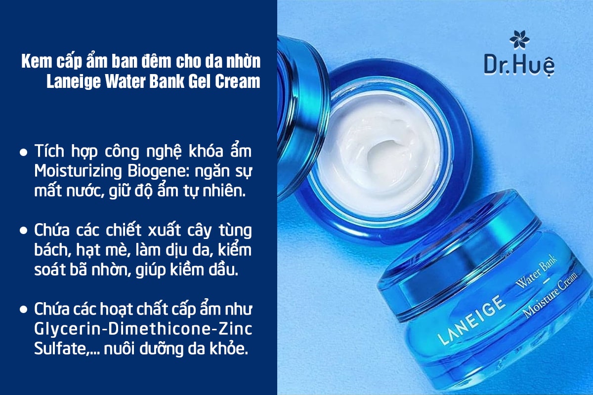 Kem cấp ẩm ban đêm cho da nhờn Laneige Water Bank Gel Cream