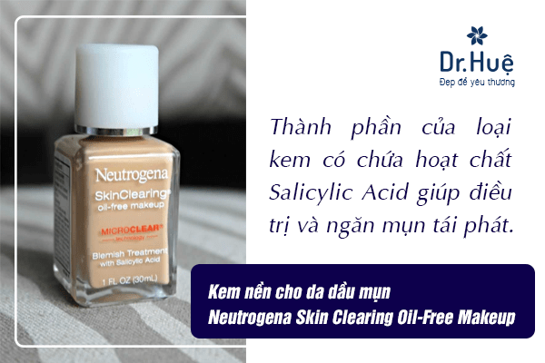 Kem nền cho da dầu mụn Neutrogena Skin Clearing Oil-Free Makeup