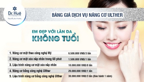 Bảng giá chi tiết cho dịch vụ Hifu Ultherapy