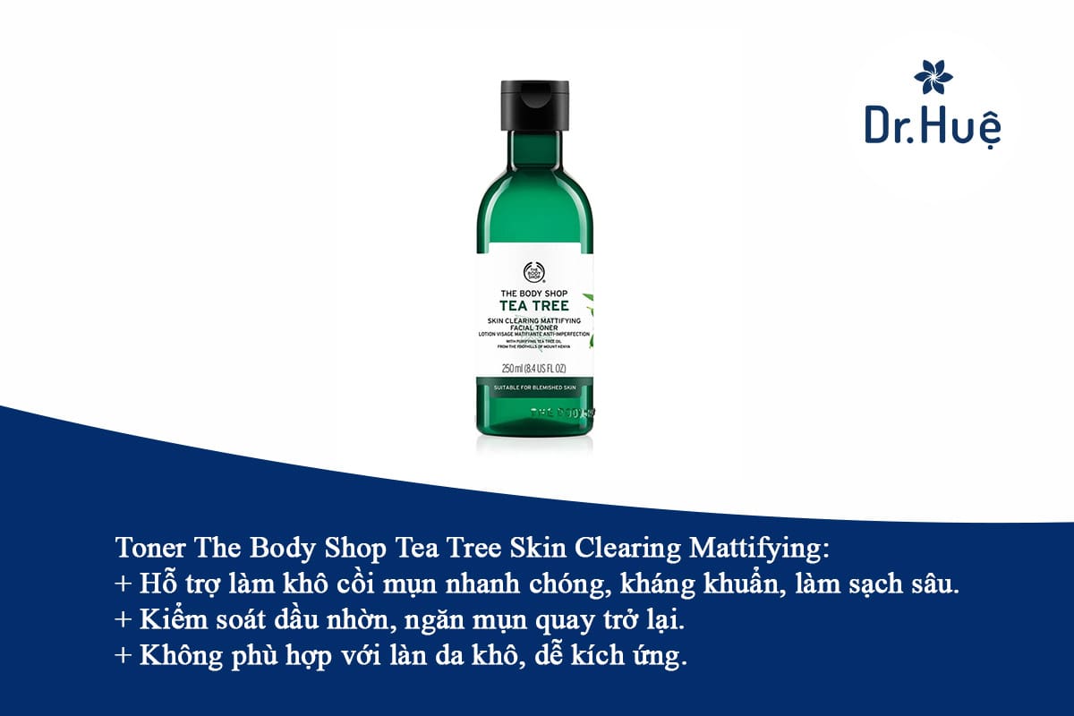 Nước hoa hồng cho da nhiều mụn The Body Shop Tea Tree Skin Clearing Mattifying 