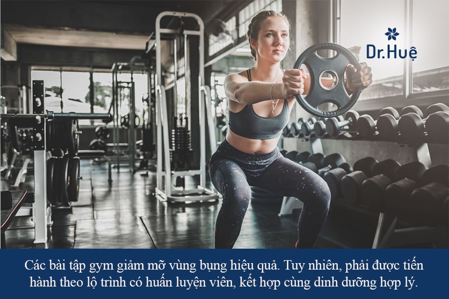 Tập gym được khuyến khích để giảm mỡ bụng