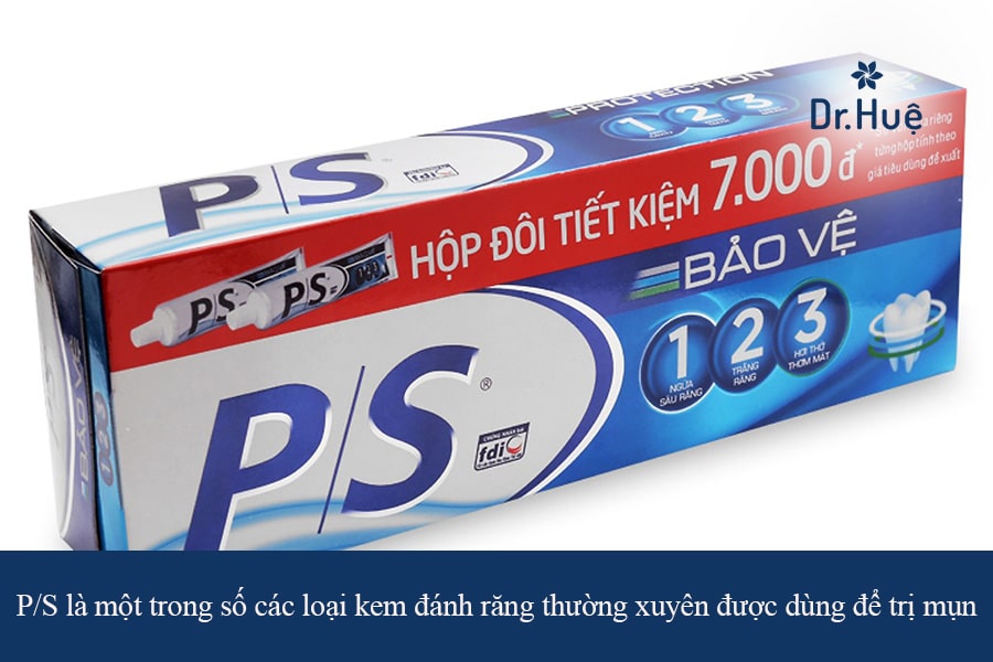 P/S là một trong những loại kem đánh răng thường dùng để trị mụn